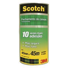 Fita Adesiva Scotch Empacotamento Larga Transparente 45 Milímetros Por 45 Metros