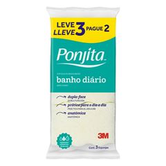Esponja Para Banho 3M Ponjita Amarela Leve 3 Pague 2