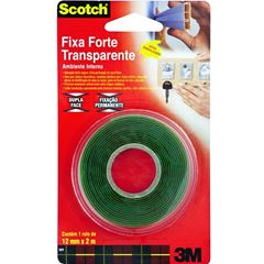 Fita Adesiva 3M Fixa Forte Transparente 12 Milímetros Por 2 Metros