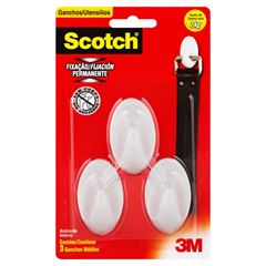 Gancho Plástico Médio Scotch Com 3  UN