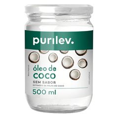 Óleo De Coco Purilev Sem Sabor Embalagem De Vidro 500 ML