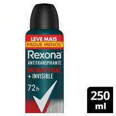 Desodorante Aerossol Rexona Men Antibacteriano Invisible 250 ML Leve Mais Pague Menos