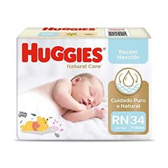 Fralda Descartável Huggies Natural Care Recém Nascido Mega 34  UN