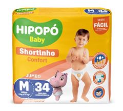 Fralda Descartável Hipopó Amarração Shortinho Jumbo Tamanho M