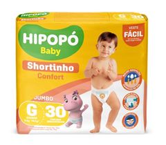 Fralda Descartável Hipopó Amarradinhos Shortinho Jumbo Tamanho Grande