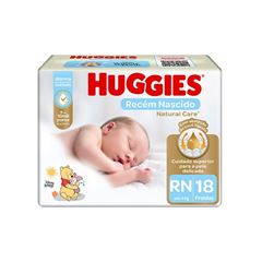 Fralda Descartável Huggies Natural Care Recém Nascido Jumbo 18  UN