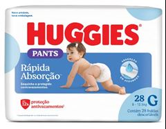Fralda Descartável Huggies Tripla Proteção Roupinha Tamanho G Mega 28  UN