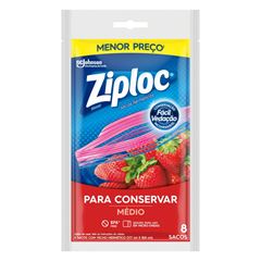 Saco Ziploc Armazenamento Médio com 8  UN