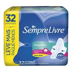 Absorvente Sempre Livre Adapt Plus Suave Com Abas 32  UN