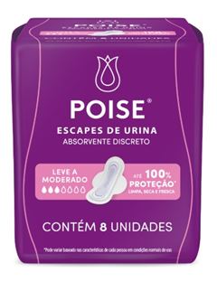 Absorvente Protetor Diário Discreto Poise Escapes de Urina 8  UN