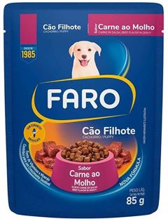 Ração Faro Cão Filhote Todos Tamanhos Sachet Carne 85 Gramas
