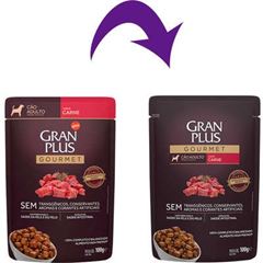 Ração Gran Plus Gourmet Cão Adulto Todos Tamanhos Carne Sachet 100 Gramas