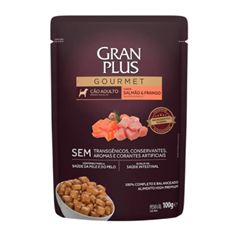 Ração Gran Plus Gourmet Cão Adulto Todos Tamanhos Salmão e Frango Sachet 100 Gramas