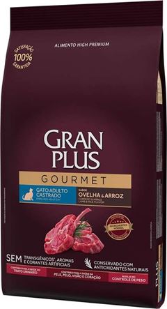 Ração Gran Plus Gourmet Gato Castrado Ovelha e Arroz 1 Quilograma