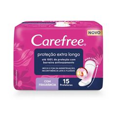 Absorvente Protetor Diário Carefree Longo Perfumado com 15 Unidades