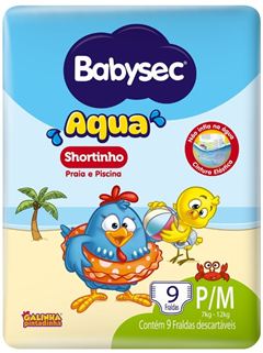 Fralda Babysec Aqua Piscina P/M 9 Unidades
